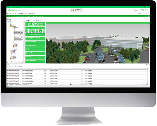 Interface officielle EcoStruxure Building Operation de Schneider Electric